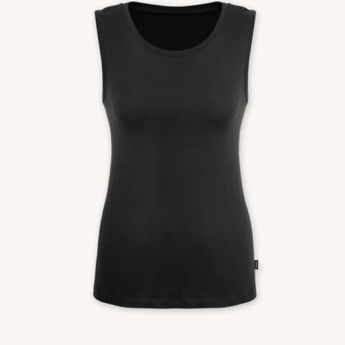 Podkoszulka z wełny merino z dekoltem U czarna