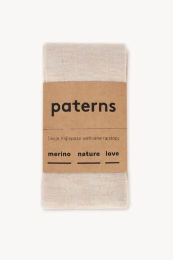 Rajstopy z wełny merino beżowe