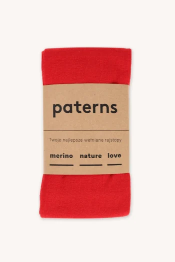 Rajstopy z wełny merino czerwone