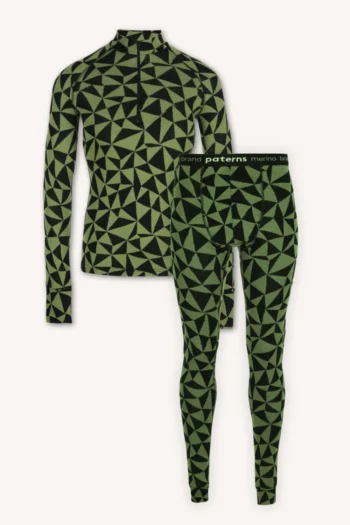 Dwupak: Bielizna męska góra i kalesony w oliwkowe trójkąty