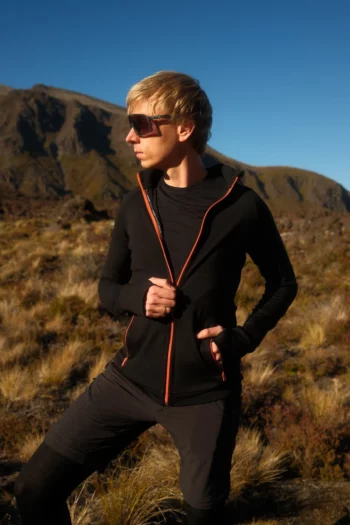 Bluza z wełny merino sportowa męska czarna