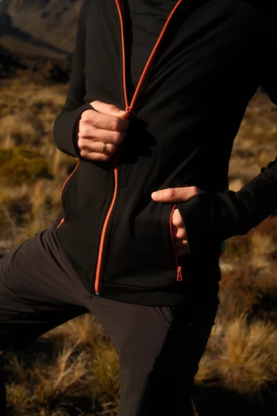 Bluza z wełny merino sportowa męska czarna