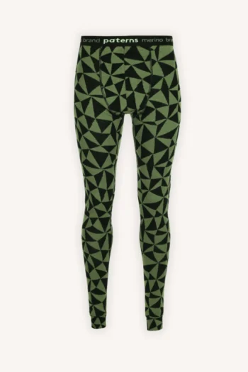 Kalesony termoaktywne z wełny merino 100% męskie w oliwkowe trójkąty