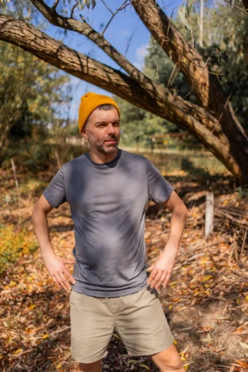 T-shirt z wełny merino męski szary