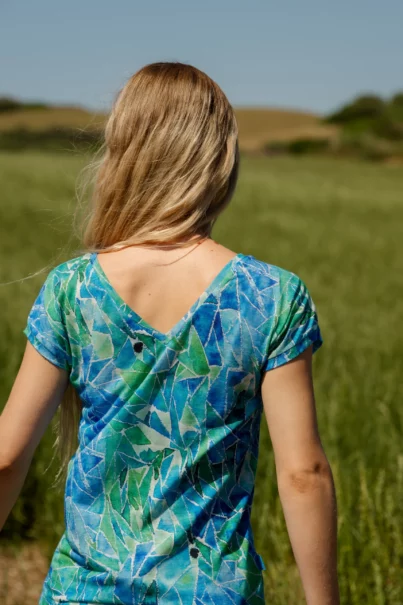 Koszulka z wełny merino damska blue gorpcore