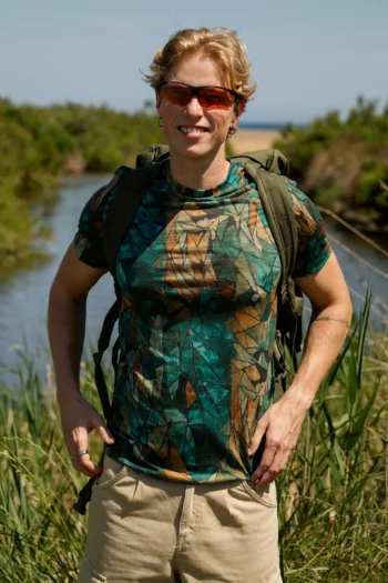 T-shirt z wełny merino męski gorpcore green