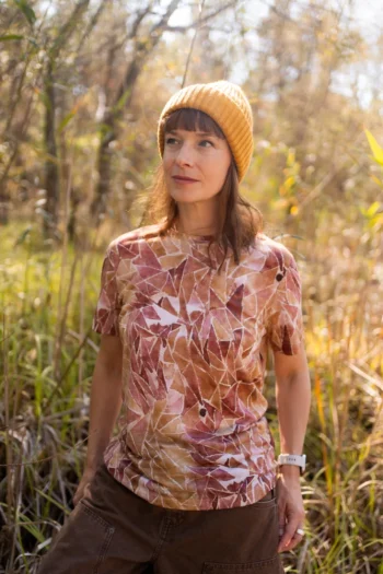 Koszulka z wełny merino prosta damska ginger gorpcore