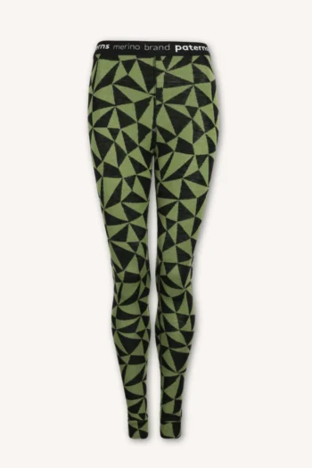 Legginsy termoaktywne z wełny merino 100% damskie w oliwkowe trójkąty