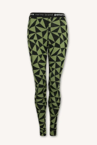 Legginsy termoaktywne z wełny merino 100% damskie w oliwkowe trójkąty