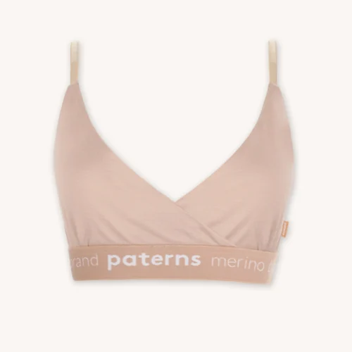 Stanik termoaktywny z wełny merino kopertowy cielisty Stanik termoaktywny z wełny merino kopertowy cielisty