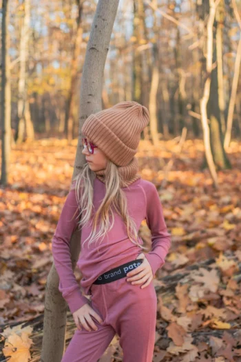 Bielizna termoaktywna z wełny merino 100% góra dziecięca zgaszony różowy