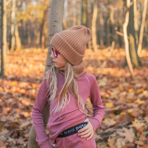 Bielizna termoaktywna z wełny merino 100% góra dziecięca zgaszony różowy
