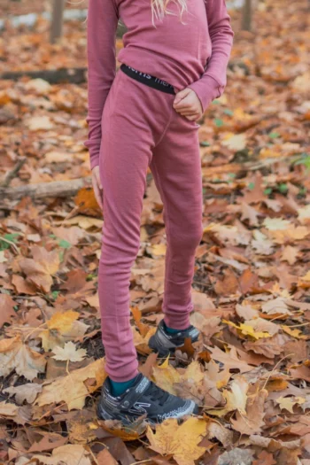 Legginsy termoaktywne z wełny merino 100% dla dzieci zgaszony różowy