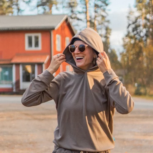 Bluza z wełny merino damska hoodie mocha Bluza z wełny merino damska hoodie mocha