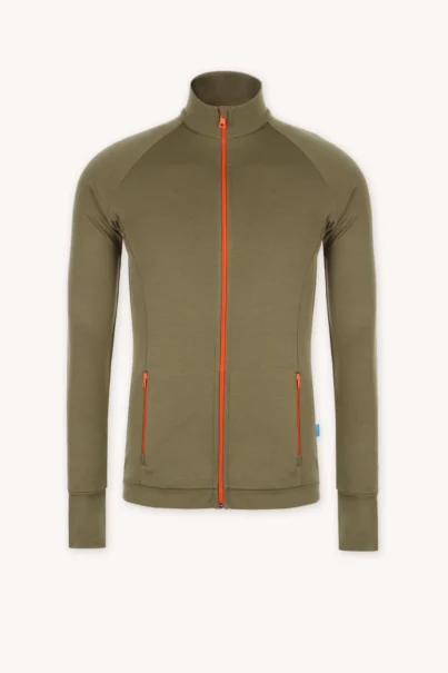 Bluza z wełny merino sportowa męska oliwkowa
