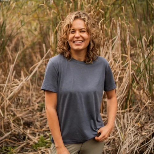 Koszulka z wełny merino prosta damska szara Koszulka z wełny merino prosta damska szara