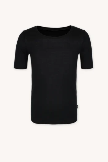 Koszulka pod koszulę 100% merino z dekoltem U męska czarna