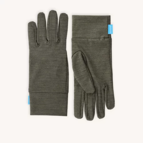 Rękawiczki cienkie liner z wełny merino zielony melanż