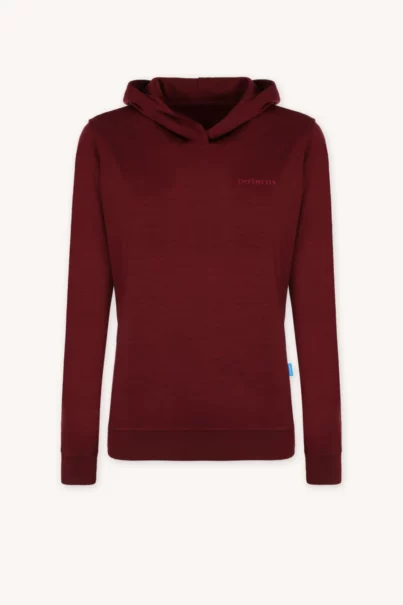 Bluza z wełny merino damska hoodie bordowa