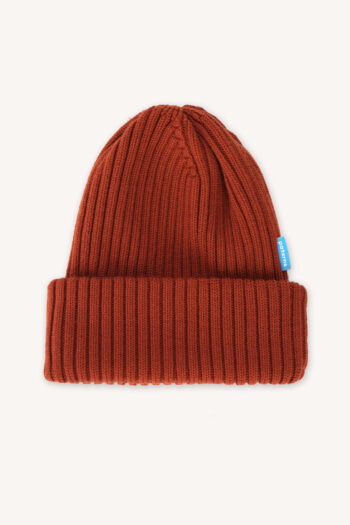 Czapka z wełny merino ściągaczowa ceglana