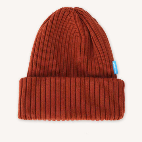 Czapka z wełny merino ściągaczowa ceglana