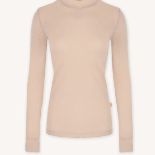 Podkoszulka z wełny merino ze stójką damska cielista