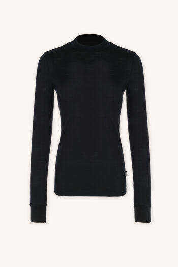 Koszulka z wełny merino ze stójką active damska czarna