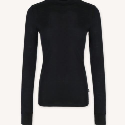 Koszulka z wełny merino ze stójką active damska czarna