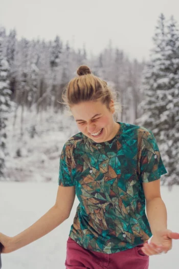 Koszulka z wełny merino prosta damska green gorpcore