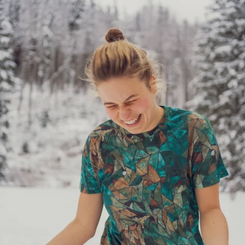 Koszulka z wełny merino prosta damska green gorpcore Koszulka z wełny merino prosta damska green gorpcore