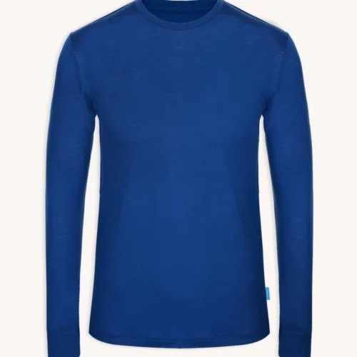Koszulka z wełny merino z długim rękawem męska kobaltowa Koszulka z wełny merino z długim rękawem męska kobaltowa