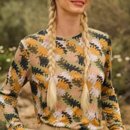 Koszulka z wełny merino z długim rękawem damska oakie dokie