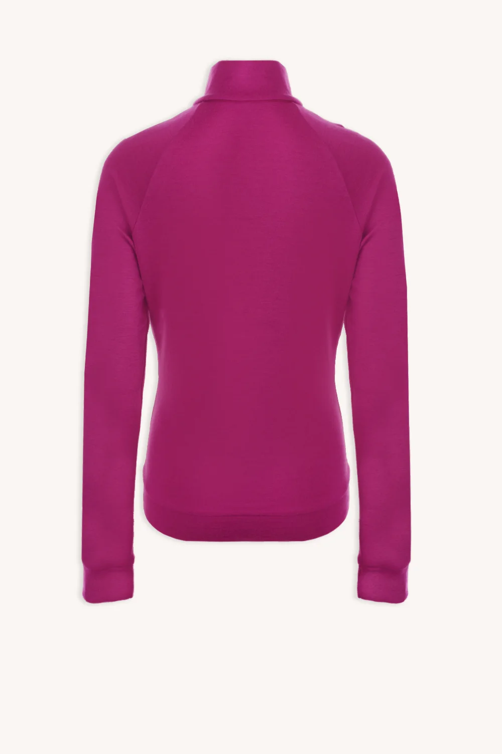 Męska koszulka z wełny merynosów w kolorze mokka jest pokazana od tyłu, podkreślając jej klasyczny krój i wygodne dopasowanie.