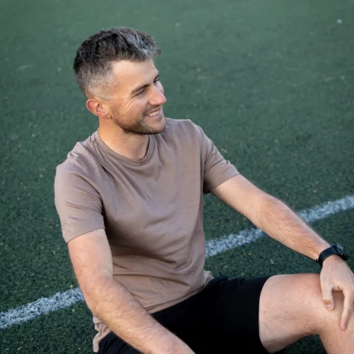 T-shirt z wełny merino męski mocha