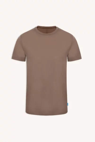 T-shirt z wełny merino męski mocha