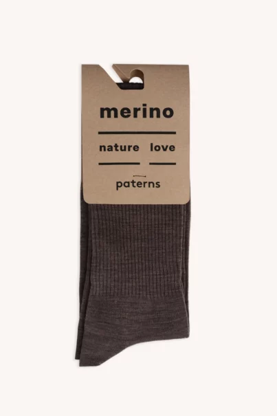 Skarpety trekkingowe merino z paskami brązowe