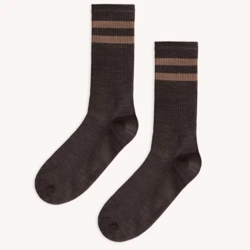 Skarpety trekkingowe merino z paskami brązowe