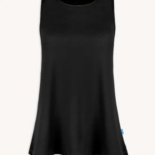Top z wełny merino flare damski czarny Top z wełny merino flare damski czarny