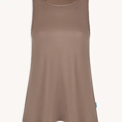 Top z wełny merino flare damski mocha Top z wełny merino flare damski mocha