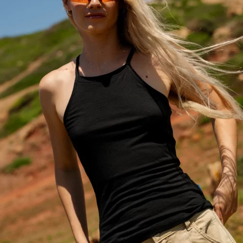 Tanktop z wełny merino damski czarny Tanktop z wełny merino damski czarny